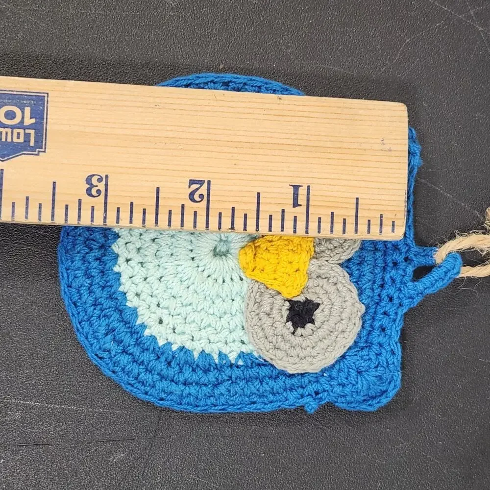 Vtg Handmade Owl Crocheted Cottage Decor Hot Pad Trivets Ornament Birds Grandma